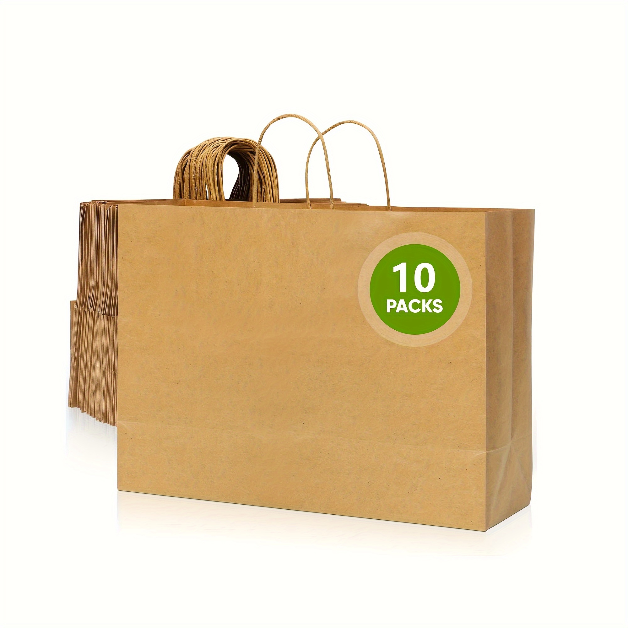 Square Paper Bag With Ribbon Handle 10 Pcs. Paper Shopping Bags, Bulk Gift  Bags, Kraft, Party, Favor, Goody, 