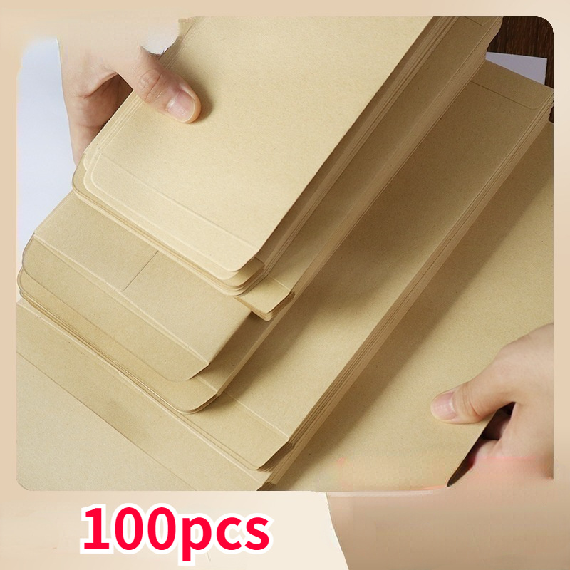 5pcs Retro Kraft Paper Envelopes with Button Vintage European Style Envelope  For Card Scrapbooking Gift School office supplies