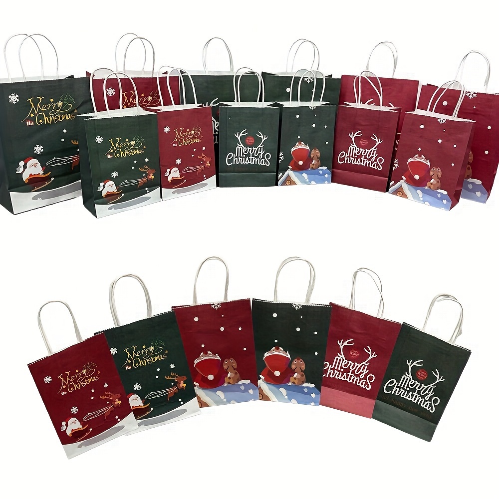 8pcs Bolsas de Regalo de Navidad, 8 Diseños Bolsas de Papel Kraft de  Navidad, 21.08x14.99x8.13 Cm Con Asas Bolsas de Regalo de Navidad,  Adecuadas Para