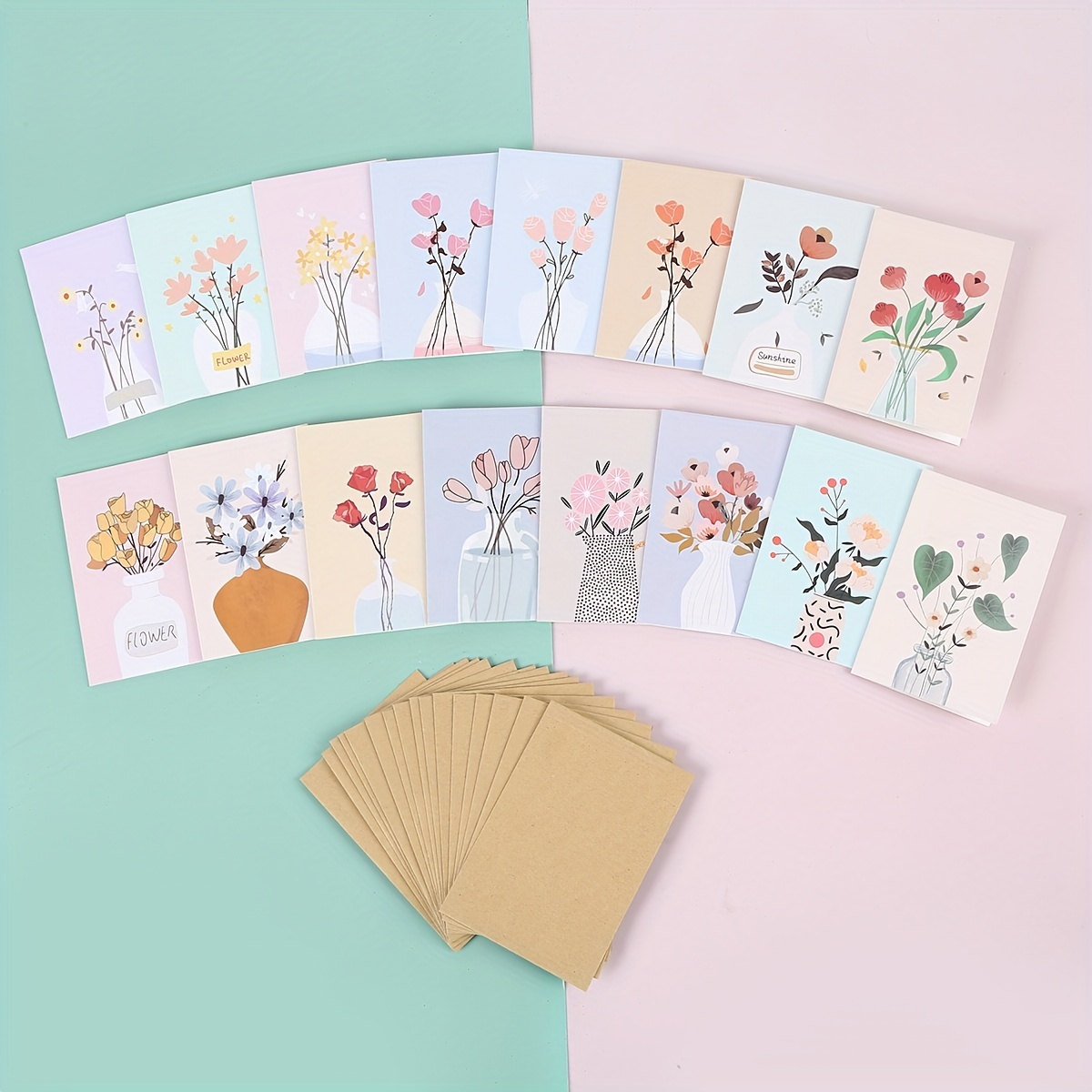 50Pcs Carte Vierge, Kraft Cartonné, Papier Kraft Cartes de Voeux