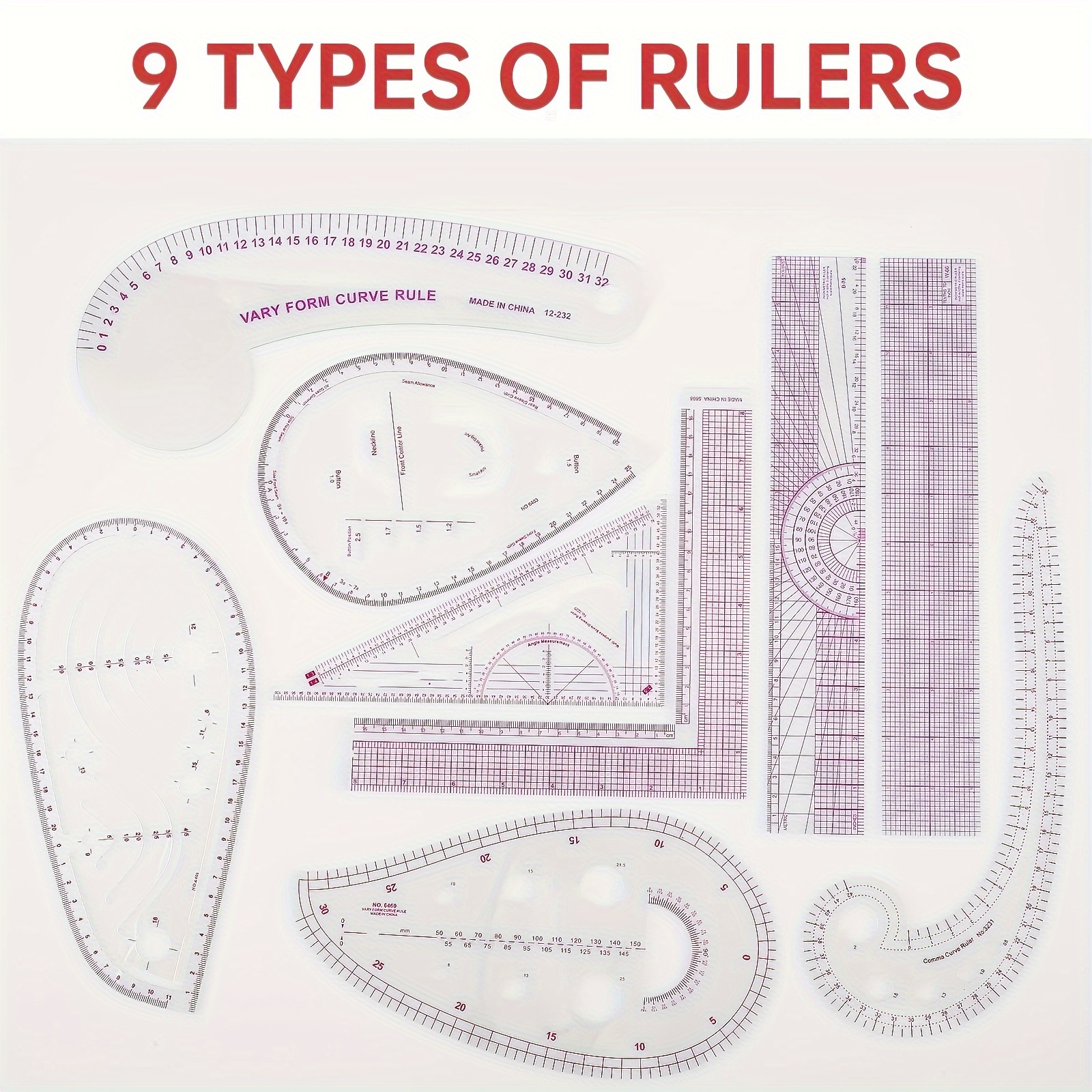 FANCY DIY Sewing Ruler Set Tailor French Curve Models Classification Ruler  Cutting Rule Set Clothing Pattern Making Tool