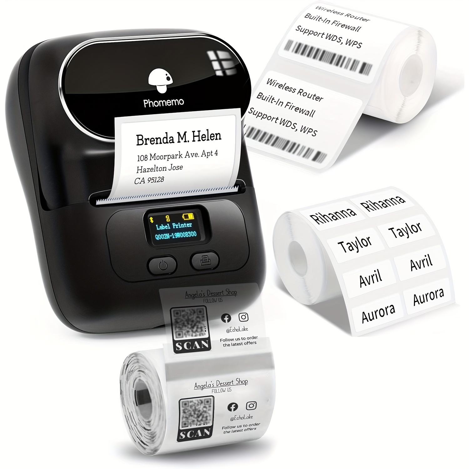 Machine à étiquettes avec ruban adhésif, imprimante d'étiquettes Bluetooth  portable, petit autocollant portable pour smartphone Mini étiqueteuse  plusieurs modèles icônes de police faciles à utiliser dans