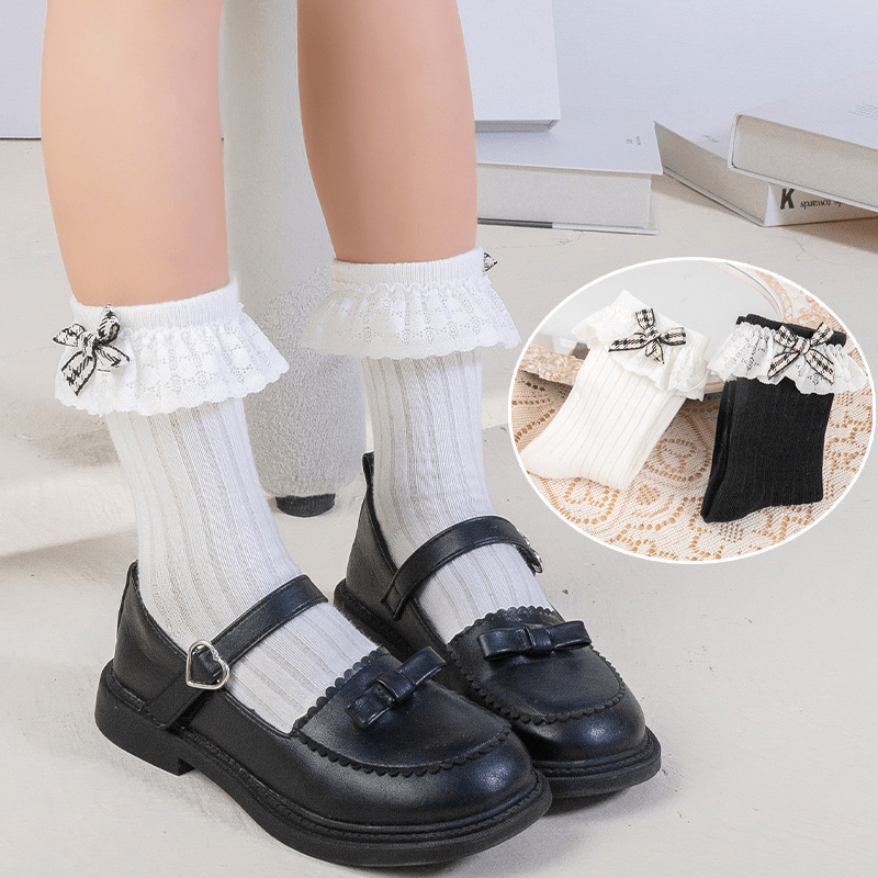 Children's Cute Double Lace Embroidered Baby Socks Children Dance Socks