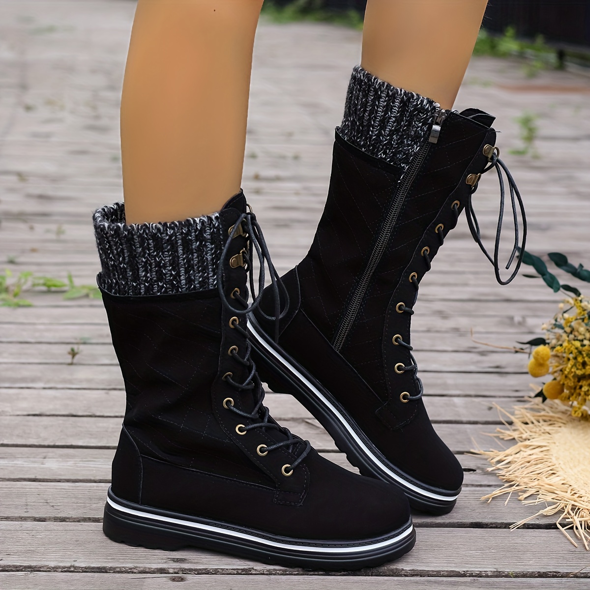 Women's Fashion Halloween Mid-calf Boots, Skeleton & Pumpkin Pattern  Non-slip Sports Outdoor Boots - Temu