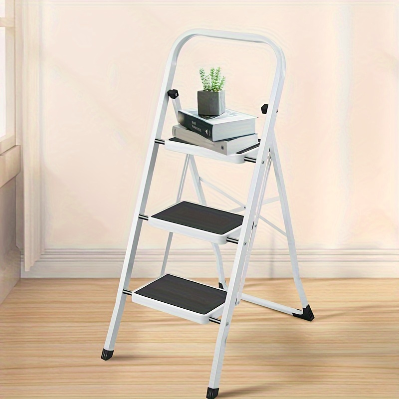 Escalera plegable de 3 escalones para adultos, escaleras pequeñas  portátiles de aluminio para cocina y hogar, multiusos para interiores o  exteriores