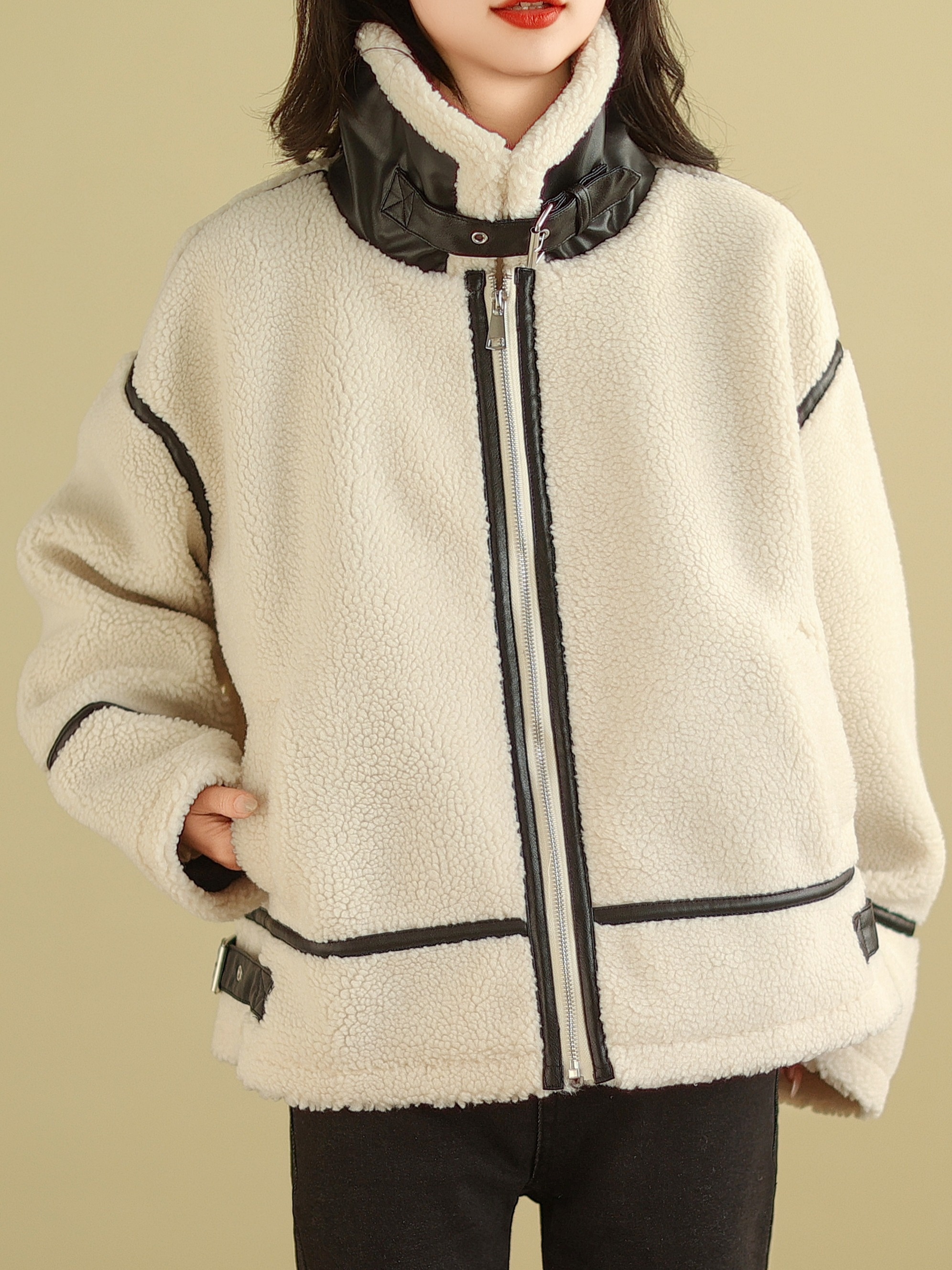 Cozy Plaid Lambswool Jacket Thick Polar Fleece Lining Warm - Temu Canada