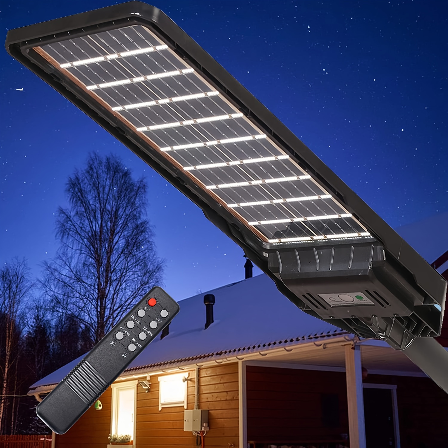 Luces de calle solares LED de 400 W para exteriores, luz de inundación de  seguridad del atardecer al amanecer con control remoto y poste,  inalámbrico
