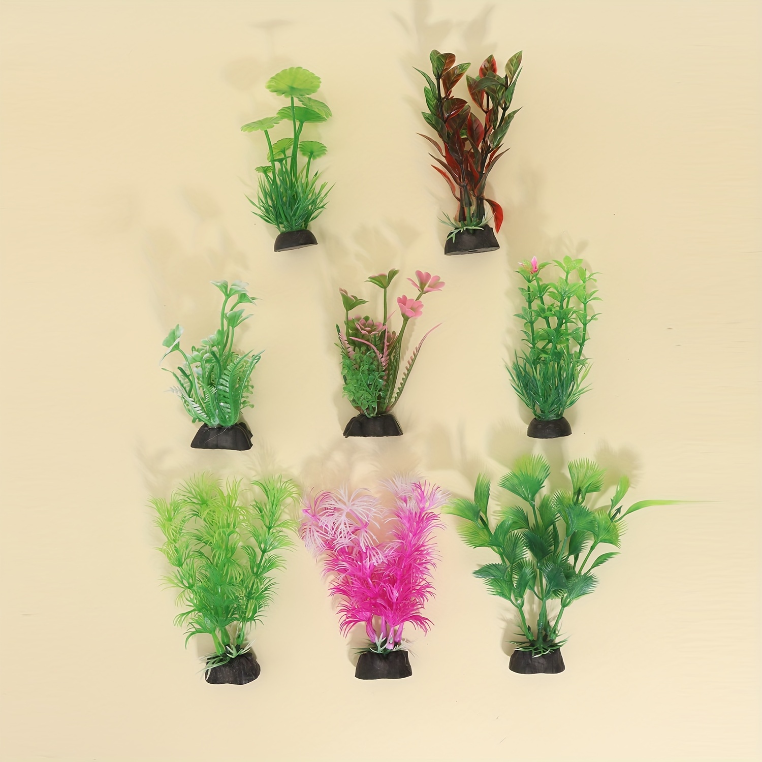 10pcs Fish Tank Accessories Green Plants Aquarium Decor Plastic