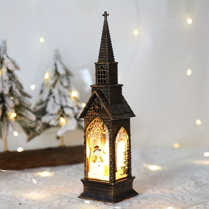 Lanterna Natalina com Luz Igreja 25cm Espressione Christmas