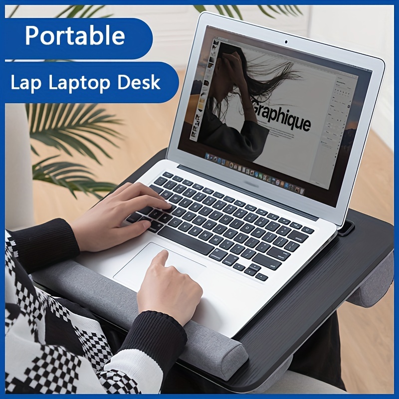 Laptop Lap Desk, Computer Lap Desks with Cushion Fits up to 17 inch Laptop,  Designed Adjustable Triple Lap Pad, Storage Function & Wrist Rest, Home