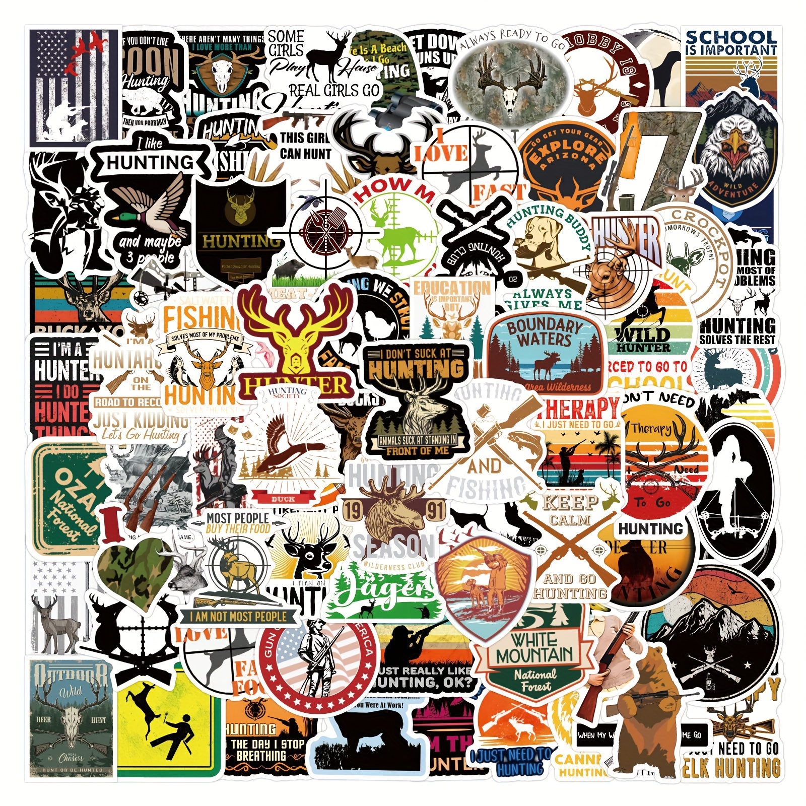 Go Hunting Stickers |50 Pcs Hunter Hunting Waterproof Vinyl Decals for  Water Bottles Laptop Luggage Cup Computer Mobile Phone Skateboard Guitar  Helmet