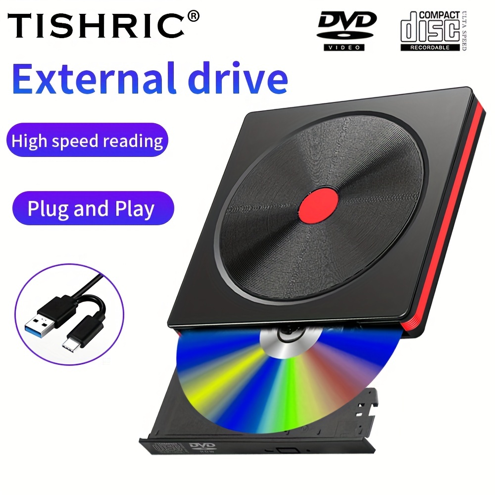 Lettore CD Esterno per PC Portatile USB 3.0 Type-C, Masterizzatore
