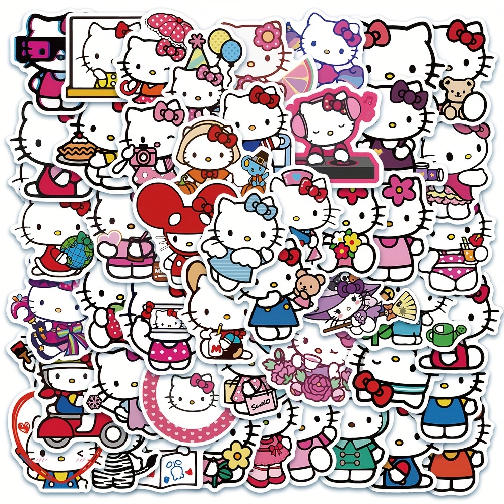 56pcs Mixed Cartoon Sanrio Stickers Cute Hello Kitty Cinnamoroll