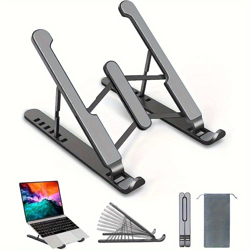 Soporte para laptop, soporte plegable de escritorio portátil, 8 niveles de  montaje elevador ajustable para portátil, soporte de computadora ventilado