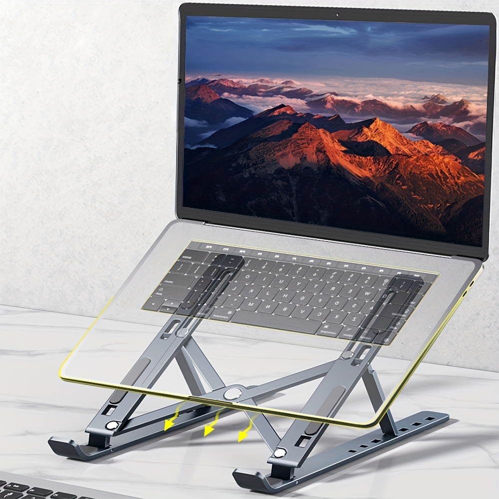 Support Ordinateur Portable, Support PC Portable à 9 Niveaux Réglables,  Refroidisseur en Aluminium Ventilé Compatible avec MacBook, Dell, Lenovo,  HP, Autres Laptops Tablettes 10 - 15.6 