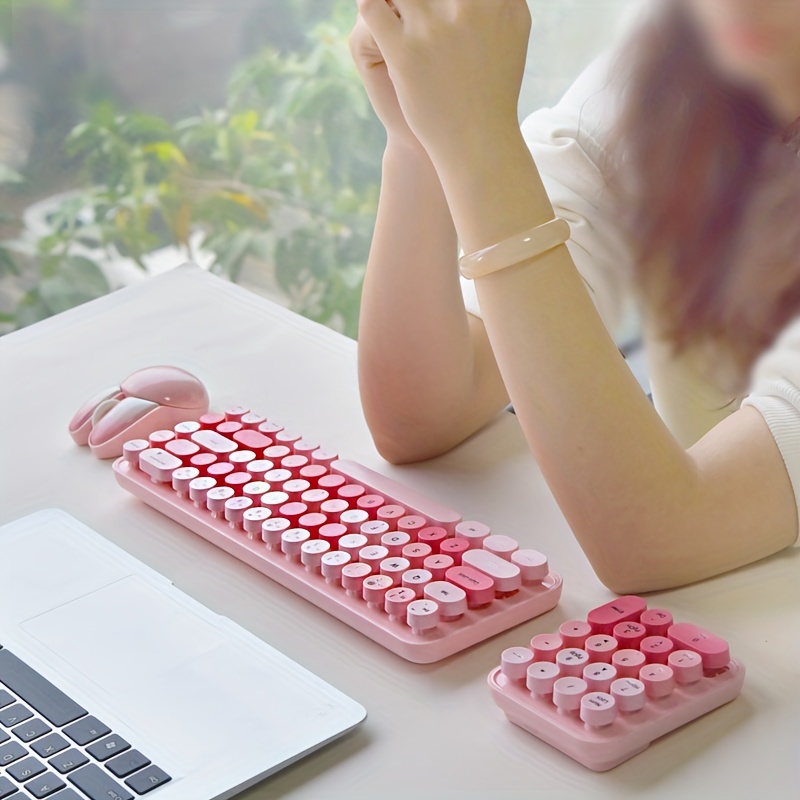 Teclado Ratón Rosa Máquina Escribir Teclado Mecánico Retro - Temu Mexico