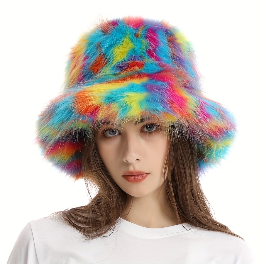 Women's Faux Fur Hats Fluffy Furry Hat Russian Style Beret Hat