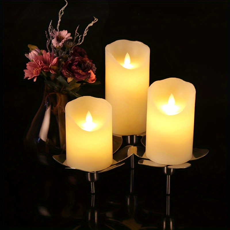 Yinuo Candle Bougies LED sans flamme vacillantes, fausse mèche en cire  véritable, flamme mobile sans mèche, bougies pilier fonctionnant à piles,  effet verre, pour festival, mariage : : Luminaires et Éclairage