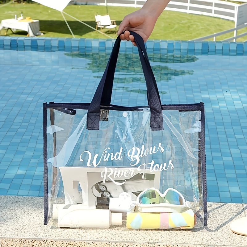 Transparent Short Travel Bag, Sports Gym Bag Large Capacity Hand Luggage  Swimming Bag Messenger Bag,Clear Vinyl Beach Bag, Ball Game Concert Clear