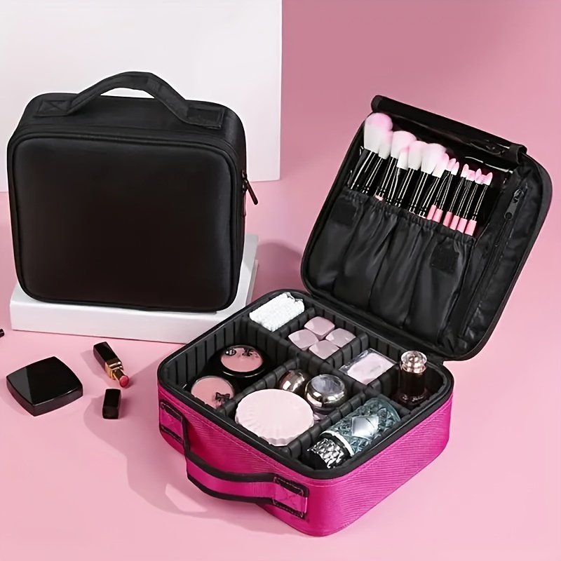 Large Travel Makeup Bag Professional Cosmetic Case, Striped Pattern Top  Handle Bag, Makeup Bag - Temu