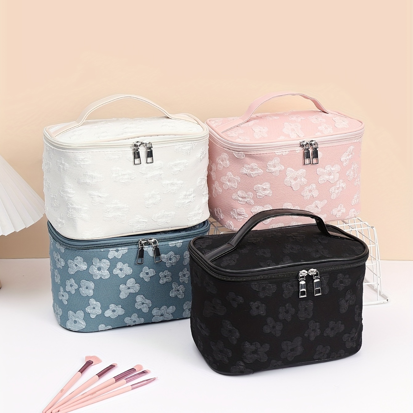 Flower Print Design Women's Portable Summer Cosmetic Bag Makeup Bag