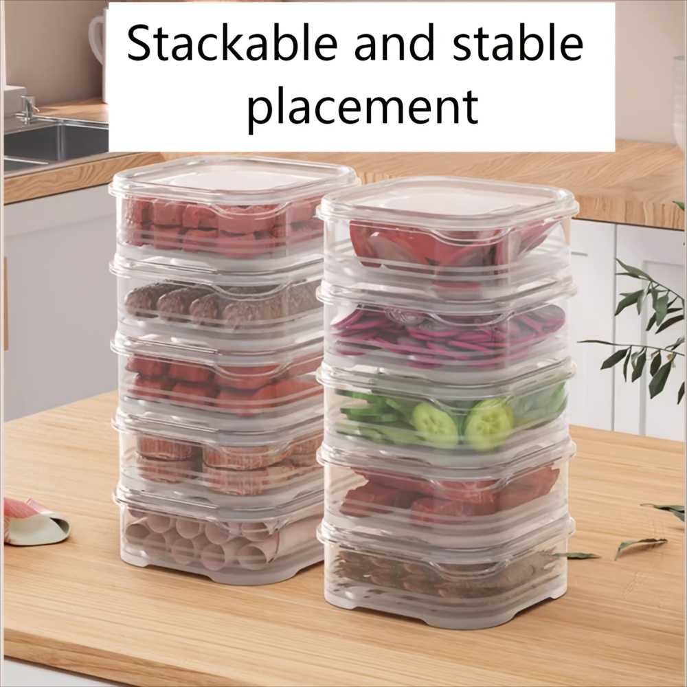 6pcs Food Storage Container, Plastic Food Containers with Removable Drain Plate and Lid, Stackable Portable Freezer Storage Containers - Tray to Keep