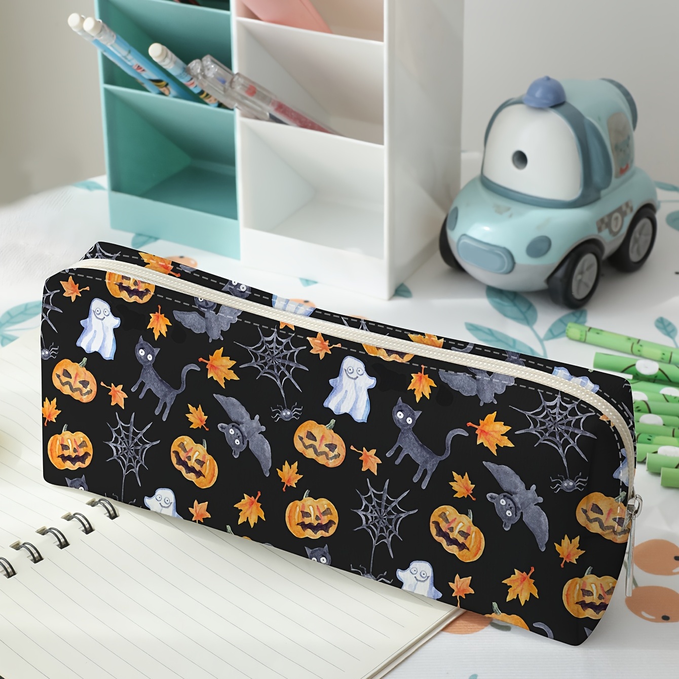  iSuperb Portable Pencil Case Large Capacity Cotton Linen  Organizer Storage Zipper Compartments Pen Bag Pouch Makeup Bag : Office  Products