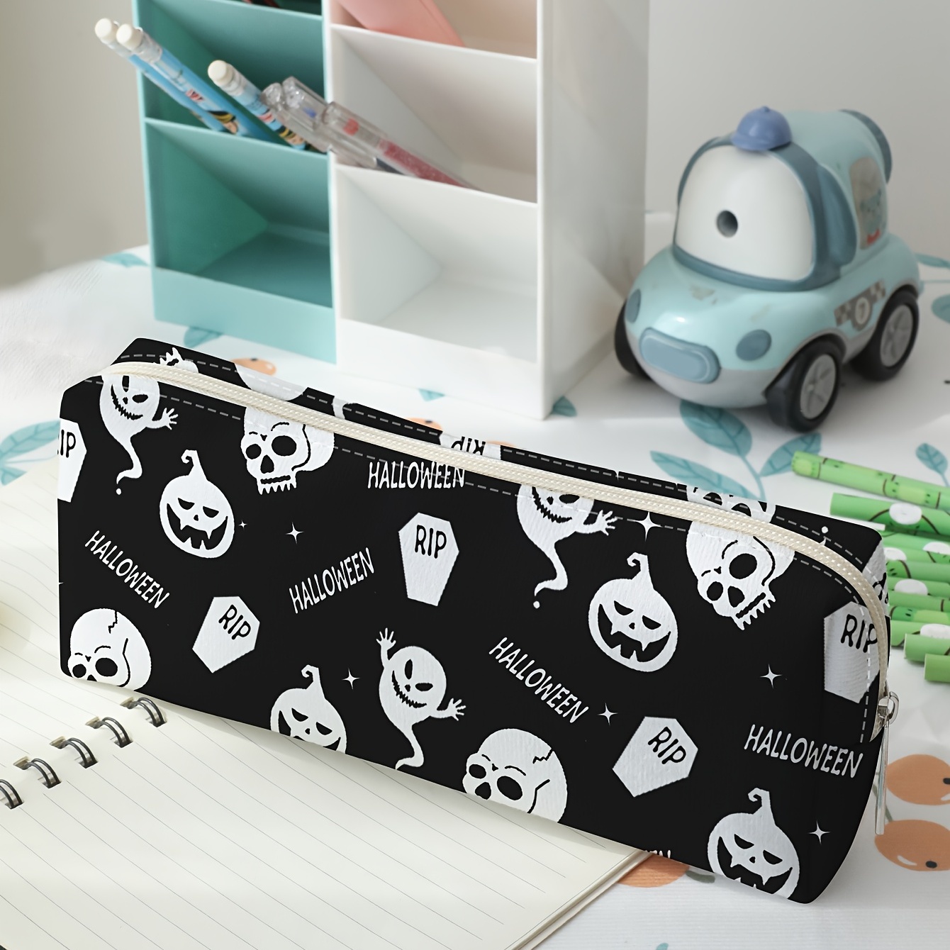  iSuperb Portable Pencil Case Large Capacity Cotton Linen  Organizer Storage Zipper Compartments Pen Bag Pouch Makeup Bag : Office  Products