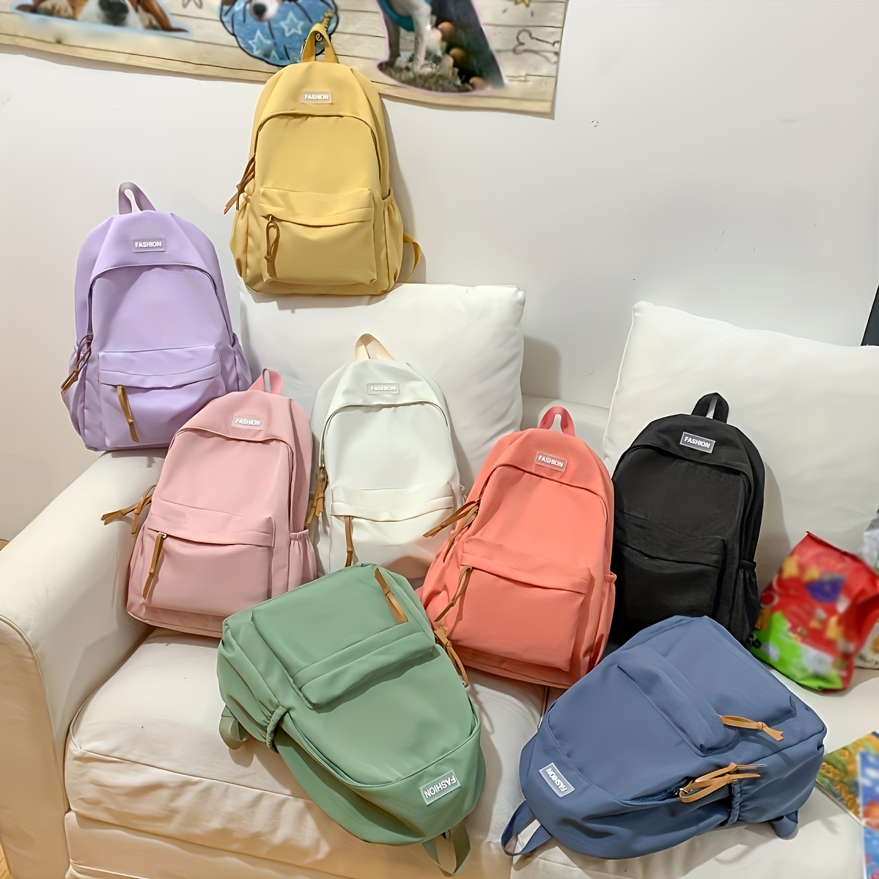 Simple Color Contrast Large Capacity Preppy Backpack, Nylon Lightweight  School Campus Daypack, Fashion Travel Commuter Bag - Temu Bahrain