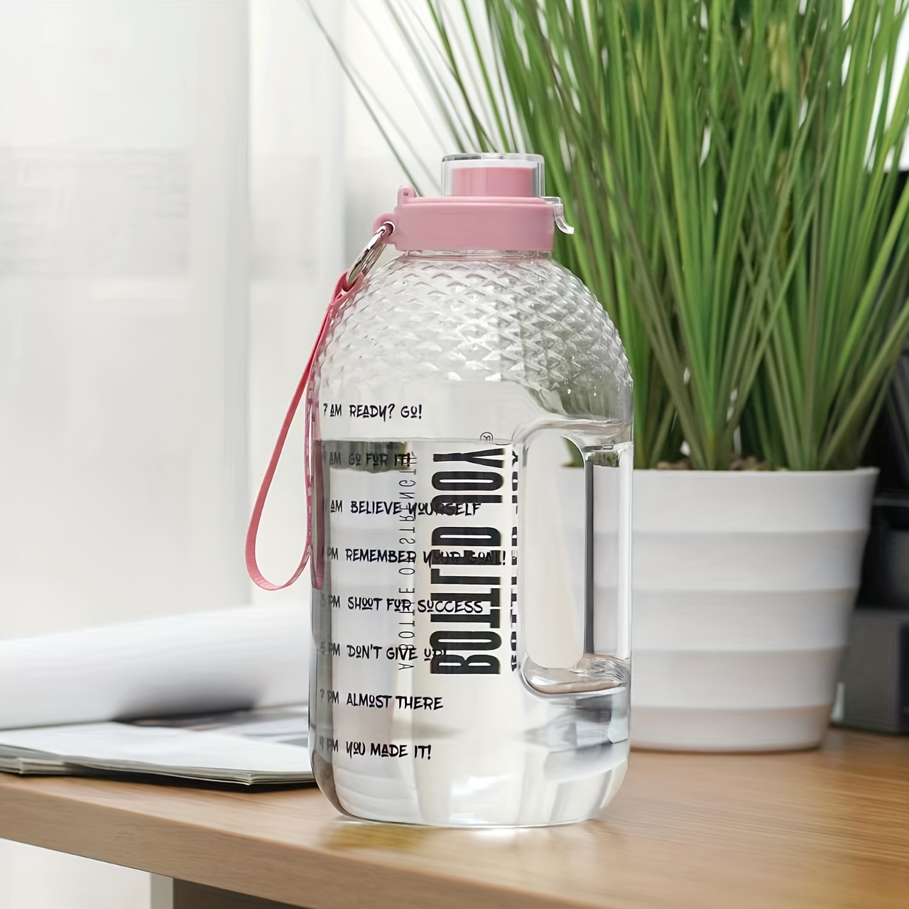 Comprar Botella de agua deportiva más grande con pajita y marcador de  tiempo, botella de agua motivacional de plástico, 1 ud.
