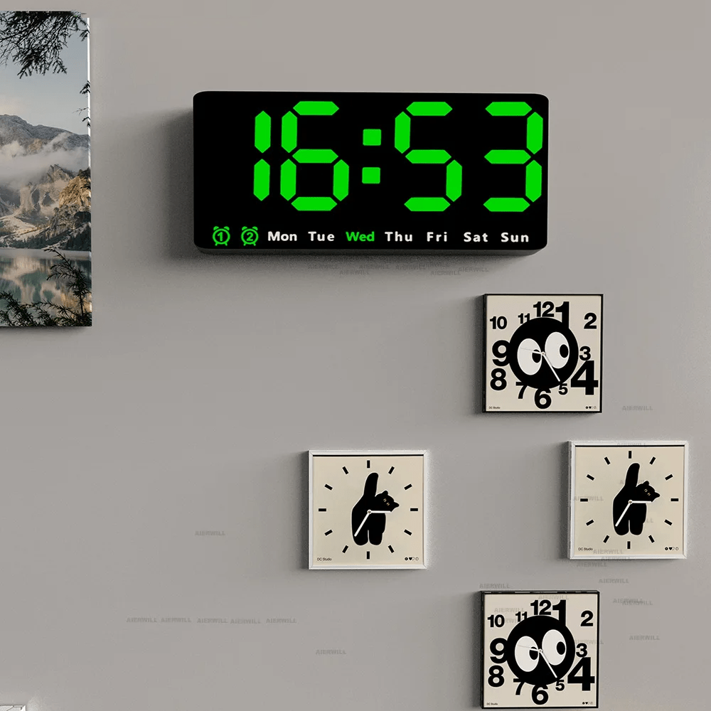 Reloj Digital Led De Pared Calendario Temperatura 45cm