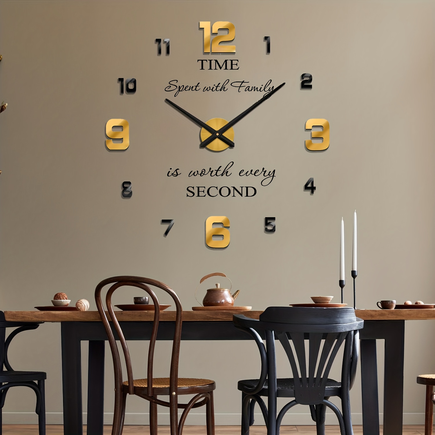 1 Unidad, Reloj Pared Diy Sin Perforaciones, Reloj Dormitorio Personalidad  Sala , Reloj Digital Silencioso, Reloj Adhesivo Decorativo Pared - Hogar  Cocina - Temu