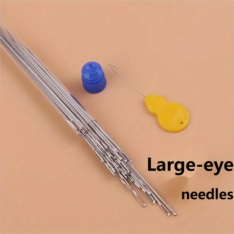 40pcs Big Eye Needles Diy Hand Sewing Needles Wood Needle Holder Storage  Bottle Needle Set Accessories Sewing Tools