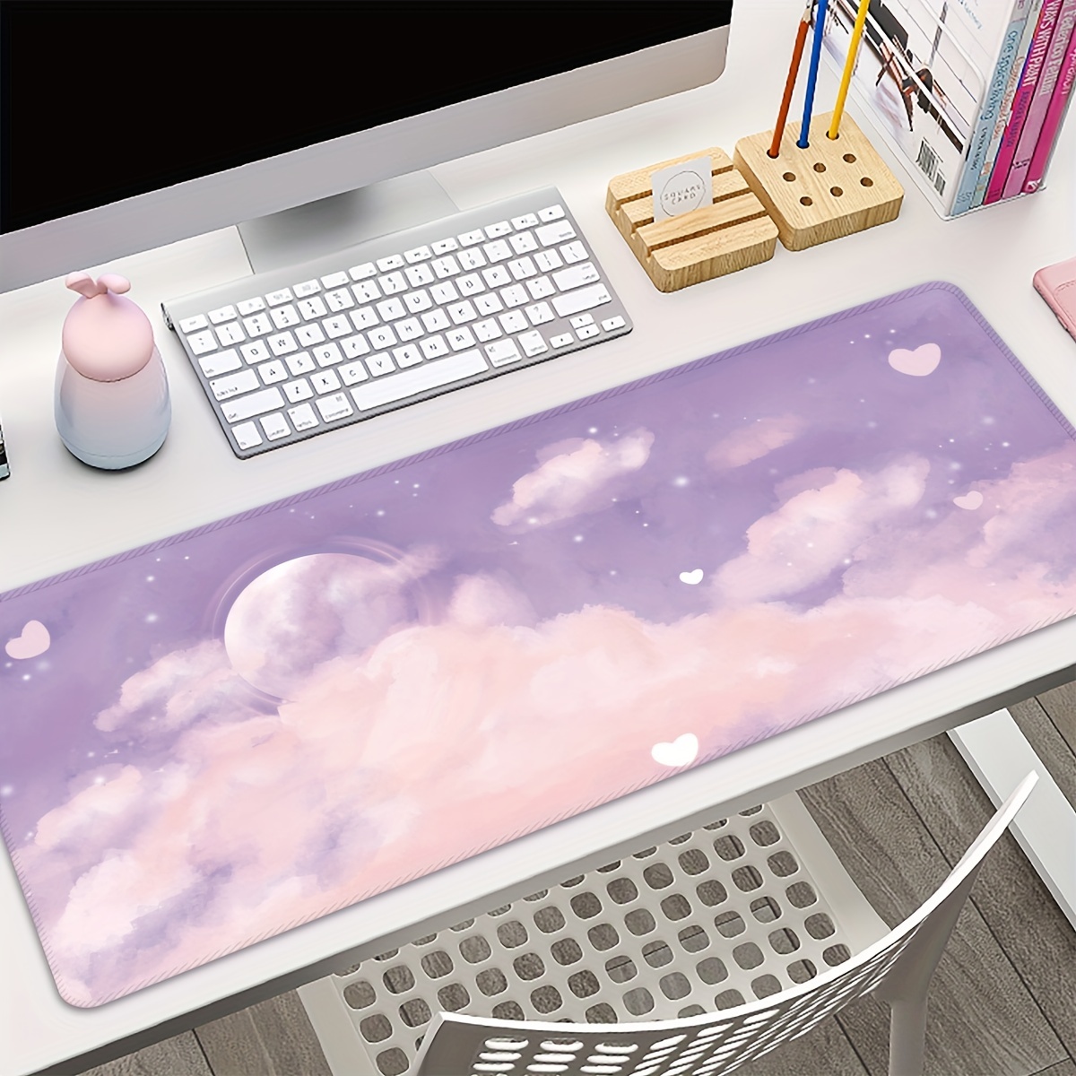 Oreille de chat Kawaii Tapis de souris Grand tapis de souris de jeu pour  ordinateur portable antidérapant épaissi tapis en caoutchouc bureau clavier  pad