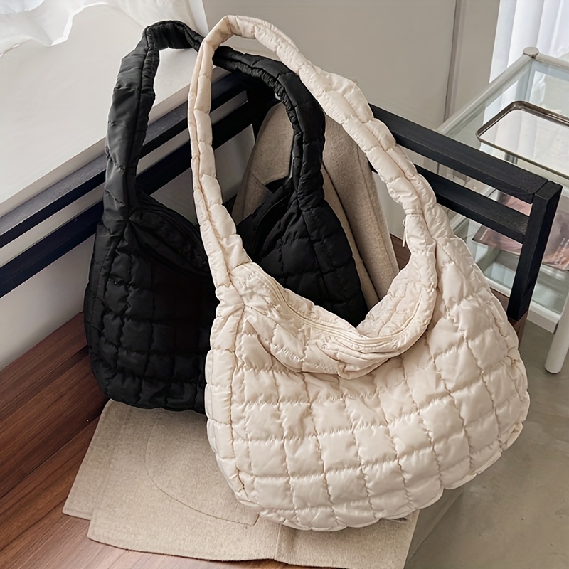 Quilted Padded Crossbody Bag for Women 2023 Pleated Bubbles Cloud Shoulder  Bags Large Bucket Tote Designer Bag Ruched Handbags