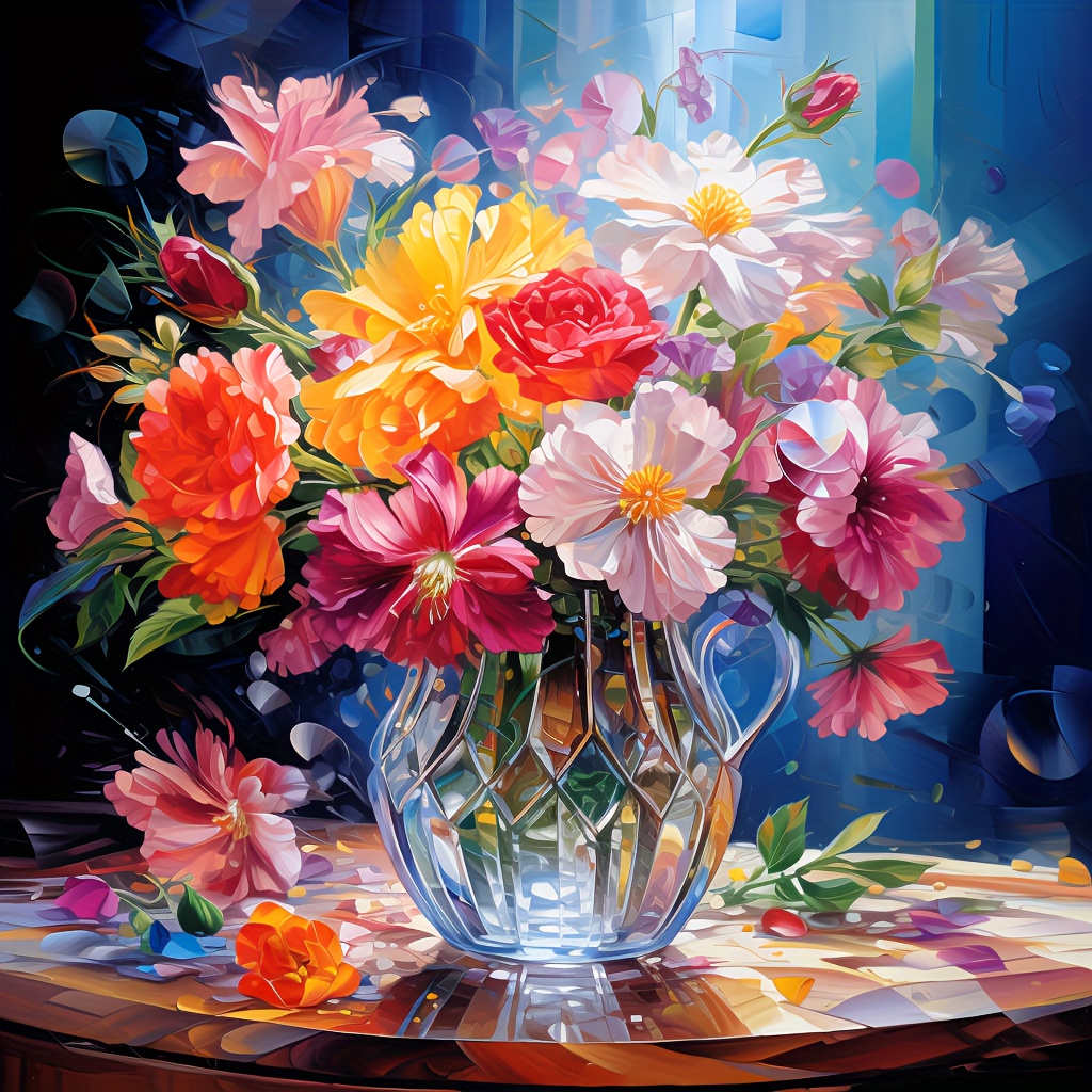 5d Diy Flower Diamond Painting Kits Tulip Vase Full Round - Temu