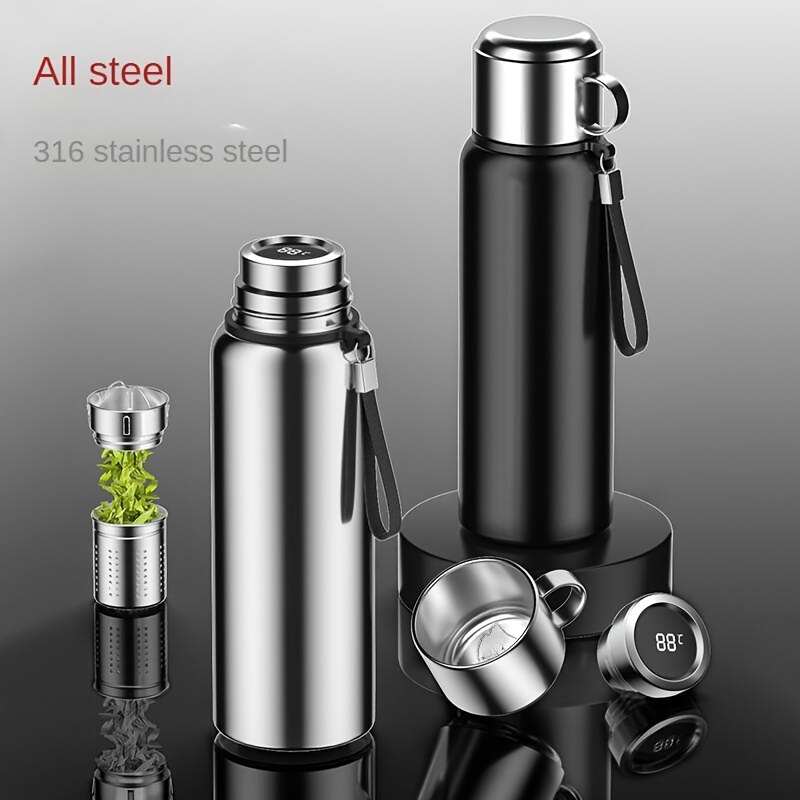 Large Capacity Thermal Coffee Carafe, Temperature Display Vacuum Flask, 316  Stainless Steel Inner Insulated Carafe, Coffee Dispenser