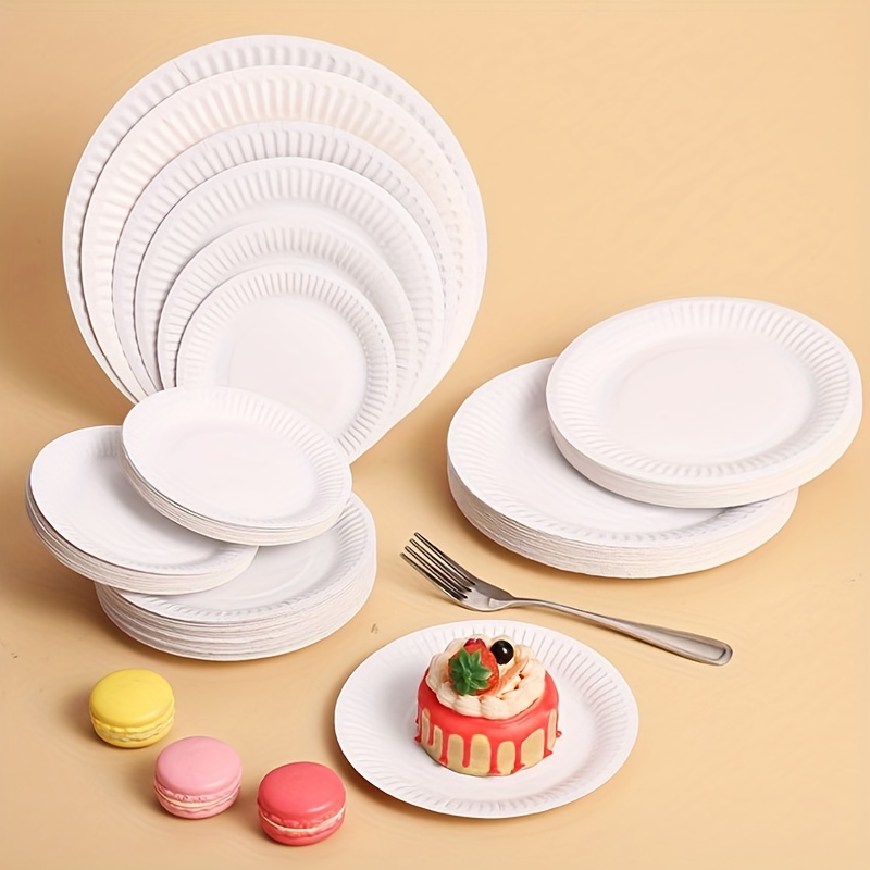 Comfy Package Disposable Kraft Uncoated Paper Plates, 9 Inch Large-  Unbleached