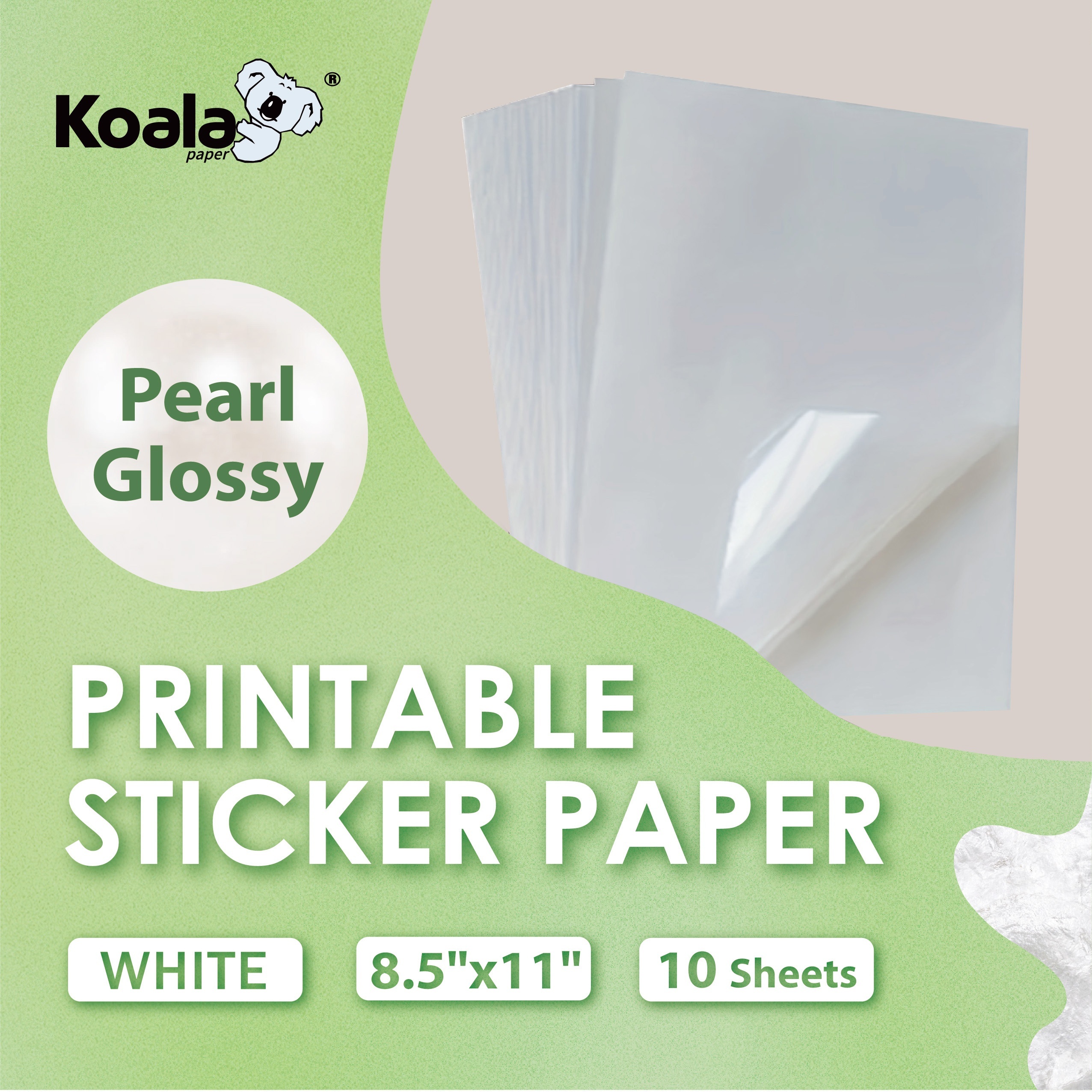 Koala Printable Glossy Sticker Paper for Inkjet Printer 120 Sheets 8.5x11  Sticker Photo Paper Glossy White Label Paper, Adhesive Photo Paper 