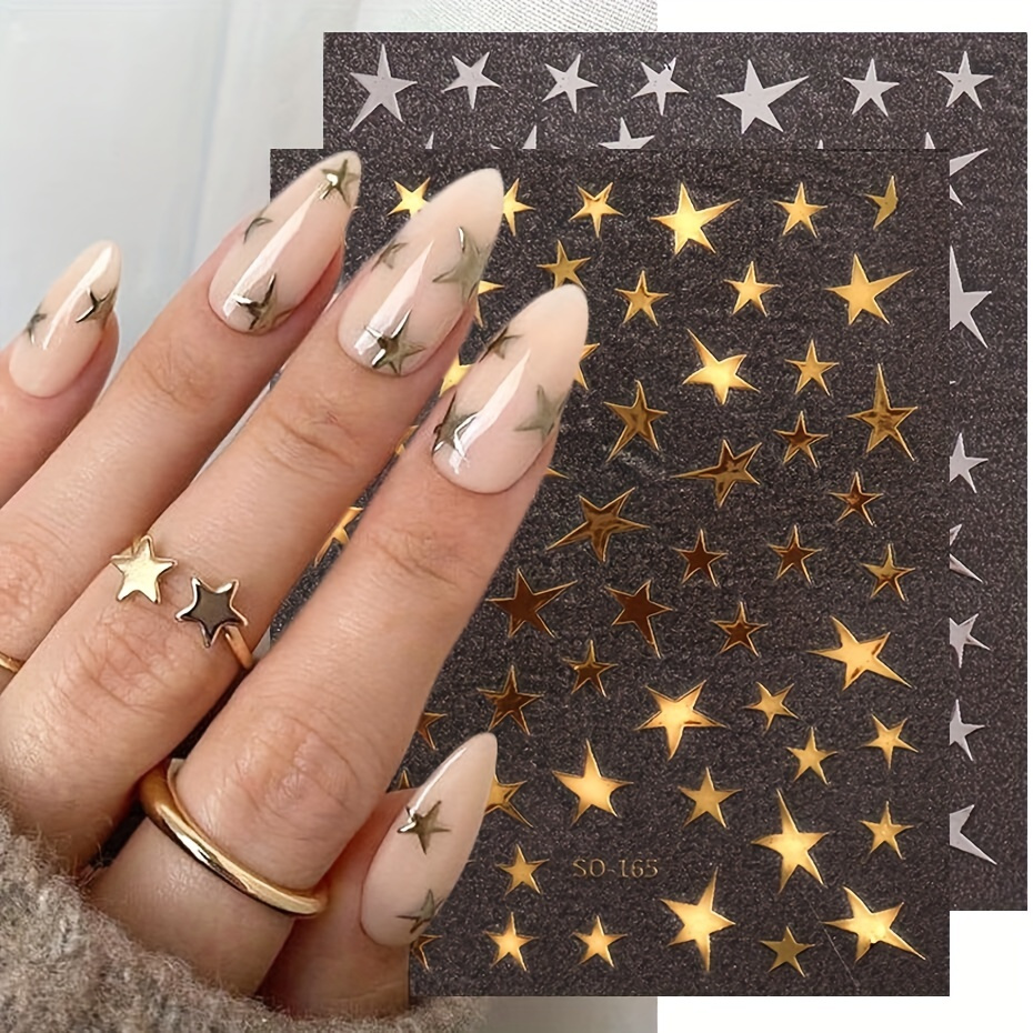  Gold Nail Foil Transfer Stickers Nail Art Supplies Holographic  Laser Star Moon Flower Heart Abstract Face Designer Nail Stickers 3D  Glitter Line DIY Design Manicure Accessories Decoration 16 Sheets : Beauty