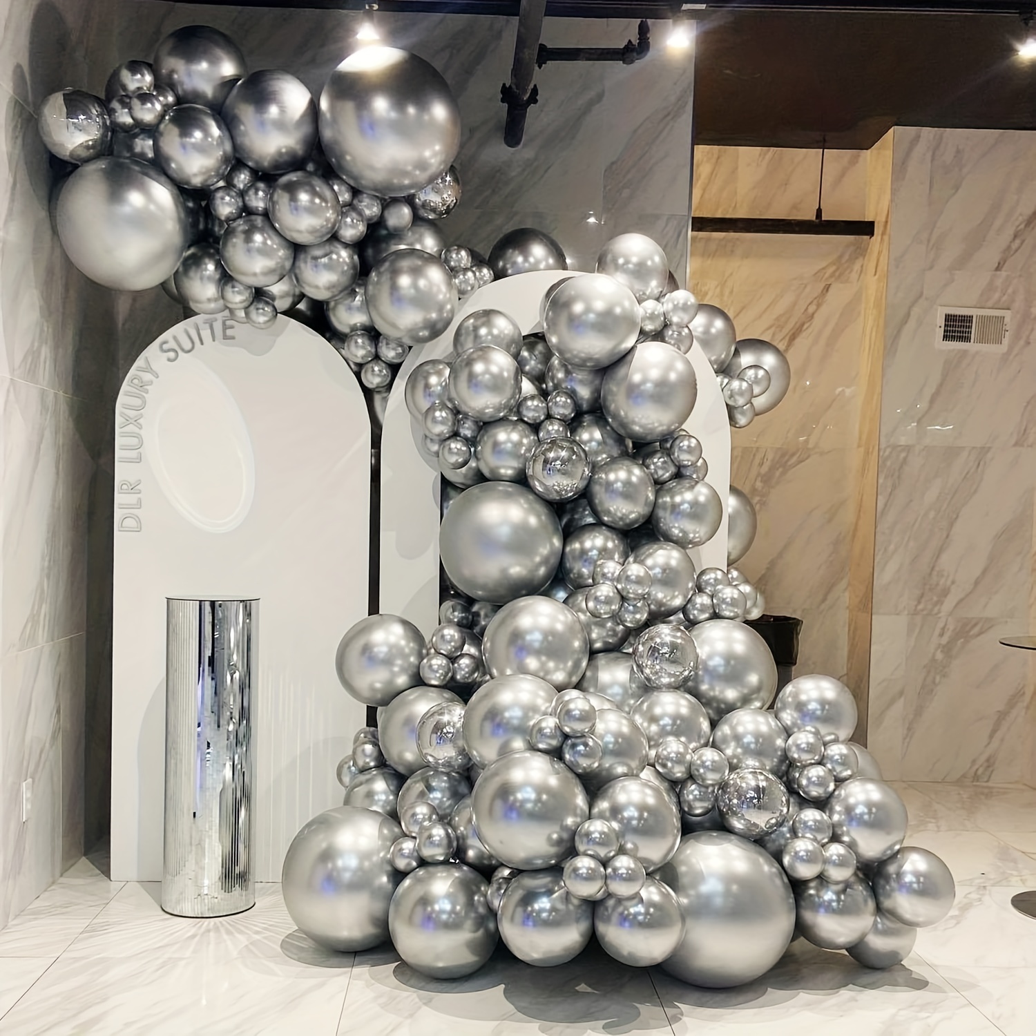 69pcs Silver Metal Balloons: Perfect For Festive Party Decorations & Arches!