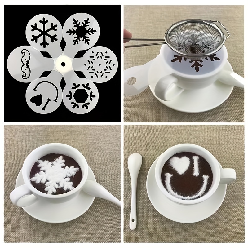 8pcs Creative Kitchen Accessories christmas Fancy Coffee Printing Template  Kitchen Tools Kitchenware Coffee Spray Template