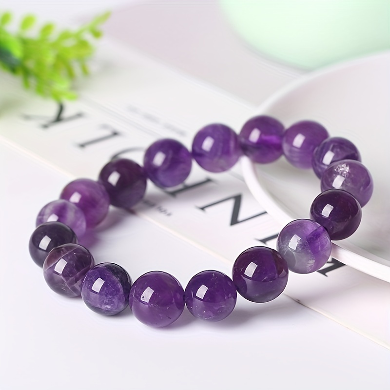 Amethyst Glass Beads Purple Round Energy Stone Handmade - Temu