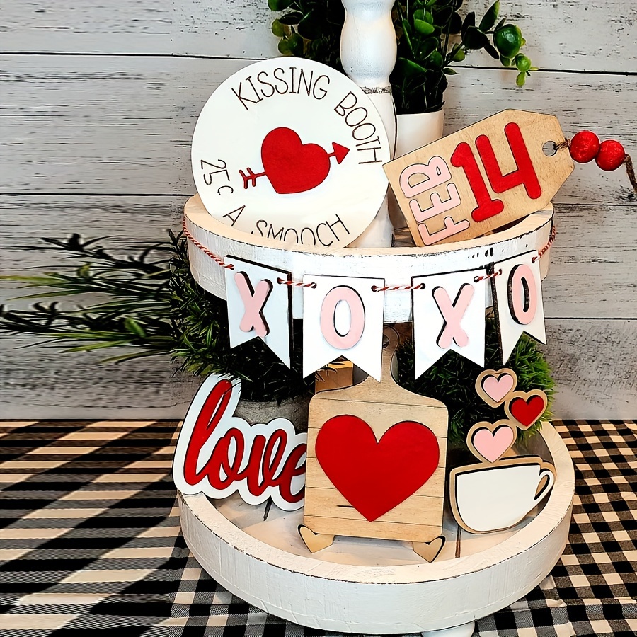  Valentines Day Table Decor 6pcs, Candy Heart Wooden Signs with  Loving Words Tiered Tray Decorations for Home Kitchen Office Classroom,  Wood Table Signs Gifts for Girlfriends Kids Family : Home 