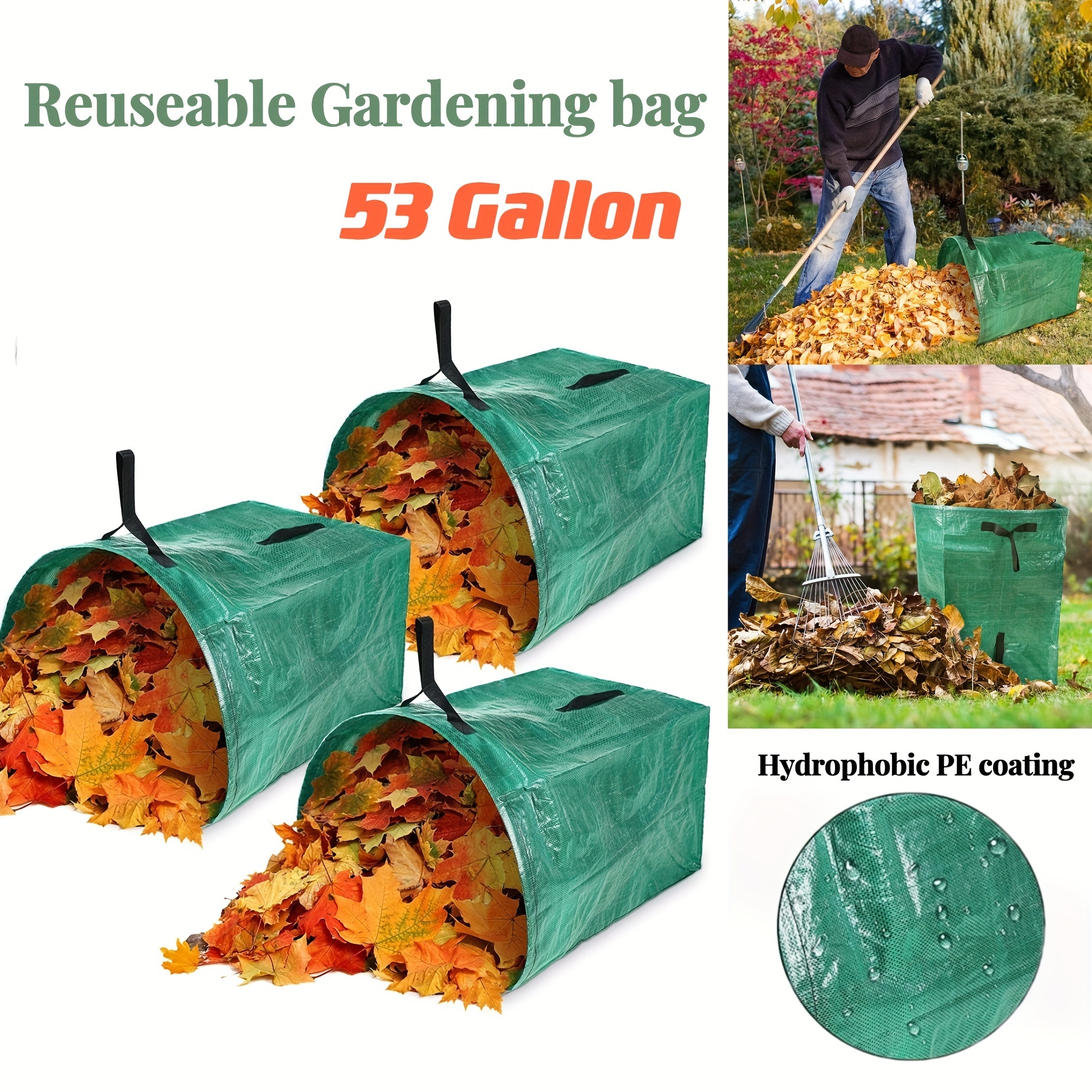  Garnen 72 Gallon Garden Waste Bags (2 Pack), Heavy Duty  Reusable/Collapsible Leaf Basket Bags with 4 Reinforced Handles for Lawn  Yard Pool Plant Trash Trimming Gardening Containers : Patio, Lawn & Garden
