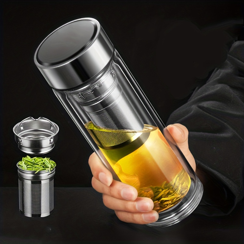Cute Creative Transparent Bubble Tea Insulation Hot Water Bottle Tea Water  Separation Glass Thermos Bottle Tea Infuser Drinkware