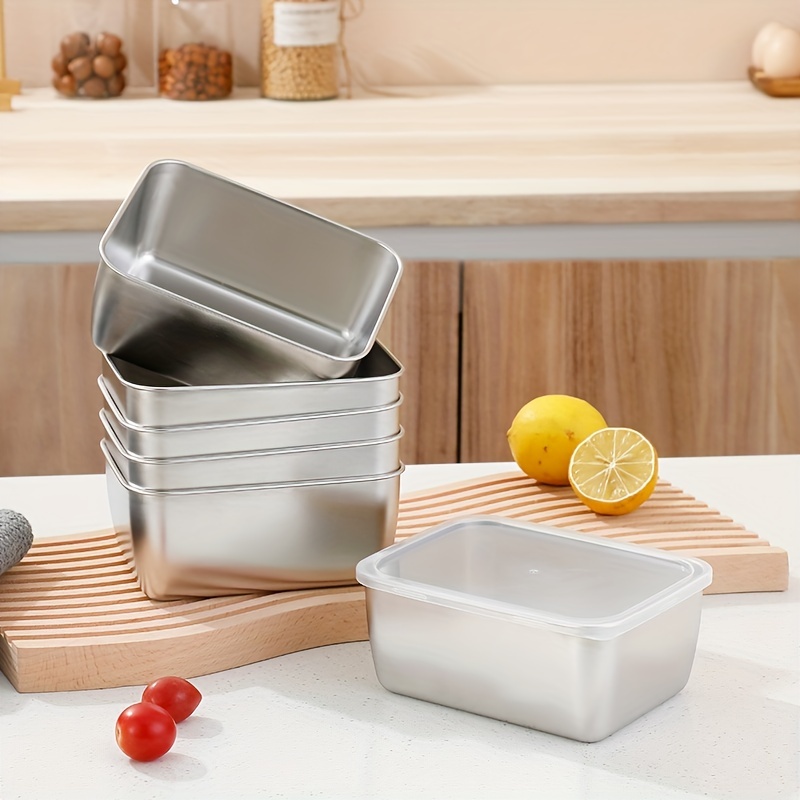 3 Pieces Stainless Steel Food Storage Container with Lids Airtight Metal  Food Containers Stackable Meal Prep Leftover Containers for Freezer Fridge  Oven Dishwasher Safe 600ml/1500ml/2900ml 