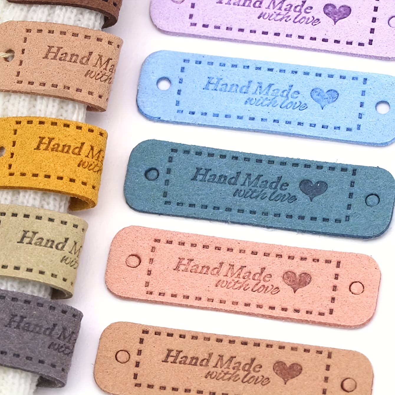  60 Pcs Handmade Leather Labels, Colorful Crochet Tags Leather  Labels with Love Hearts Handmade Tags for Crafts Crochet Fabric Hat Purses  Clothing Handbag Luggage (10 Colors) : Arts, Crafts & Sewing