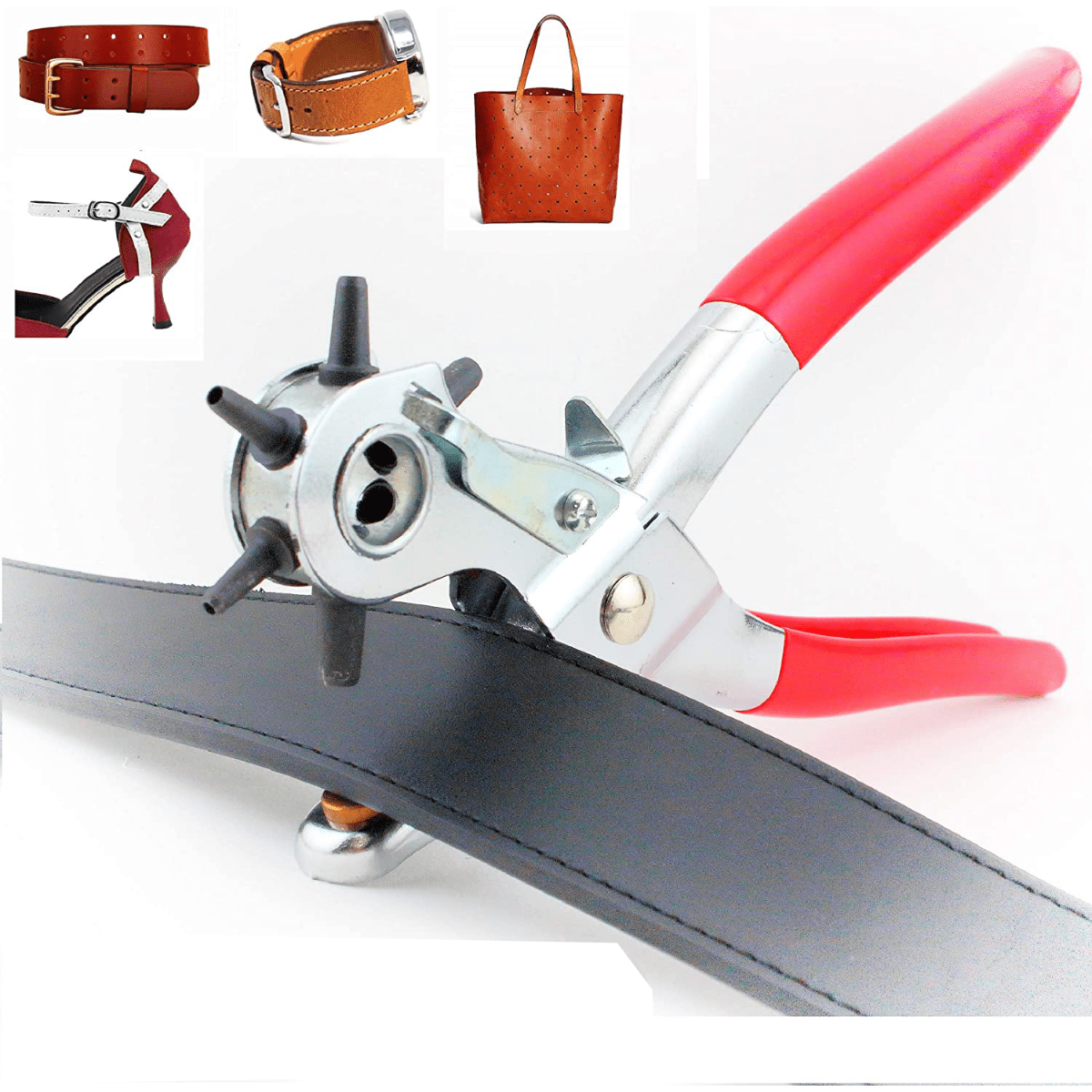 2 MM - 5 MM SIX HOLLOW BELL PUNCHES REVOLVING PUNCHER LEATHER BELT PUNCH  PLIER