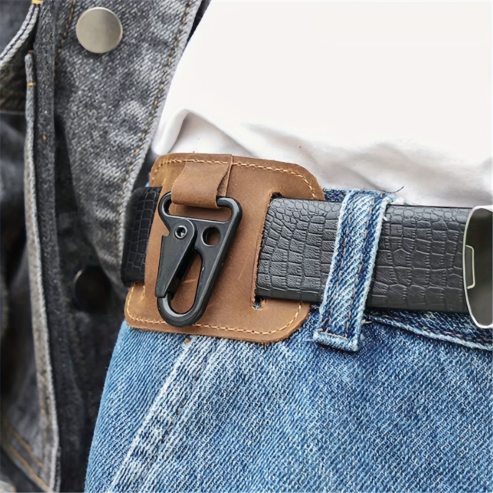 Mens Cell Phone Leather loop Hook Belt Pouch